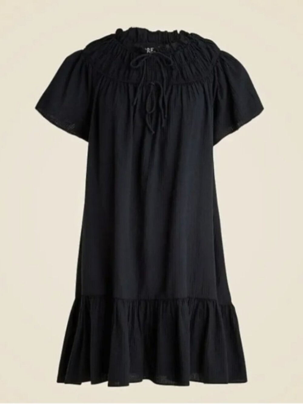 J. Crew Airy Gauze Babydoll Dress Black Beach Vacation Resortwear Cotton Sz M
